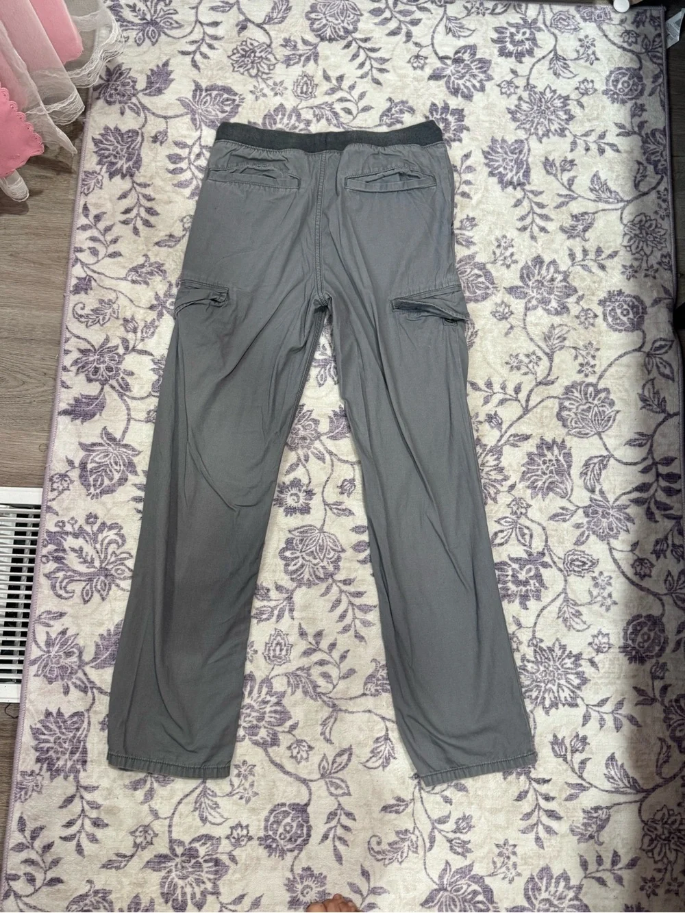 Old Navy Men's Charcoal Cargo Pants with Drawstring Waist